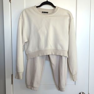 ZARA size small beige sweatshirt pant set